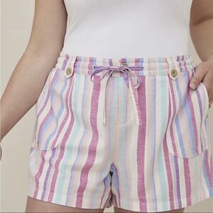 TORRID | Pull On 5” Linen Blend Striped Drawstring Waist Shorts Women’s Size 18